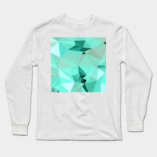 Caribbean Green Abstract Low Polygon Background Long Sleeve T-Shirt